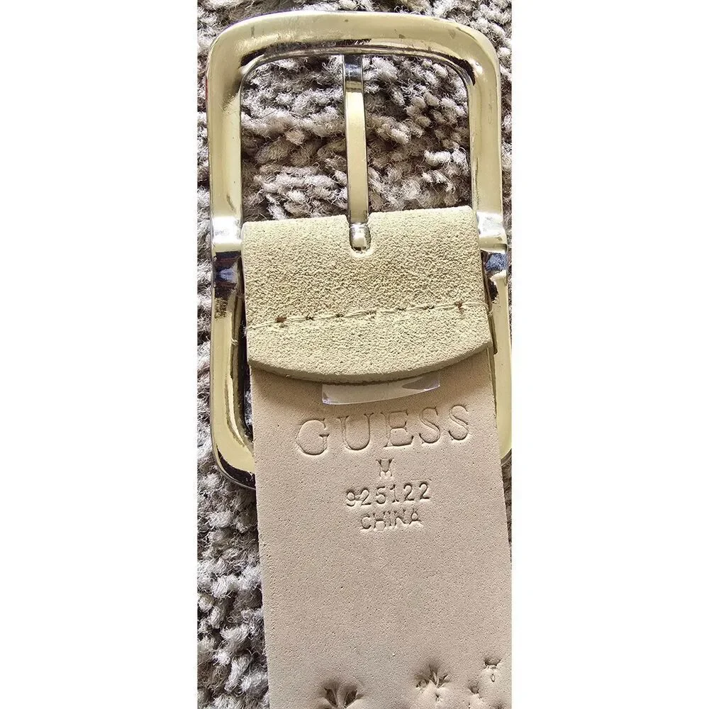 GUESS Vtg Y2K Genuine Suede RHINESTONE SILVER STUDDED Wmn 1.5